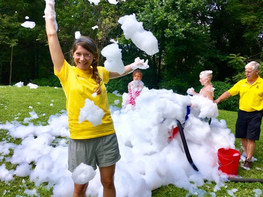 Bubbles, bubble, everywhere! Our bubble machine in action.