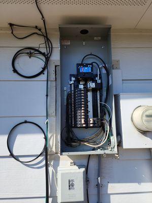 Electrical panel on the back of the house.