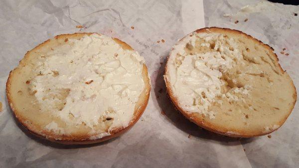 Where is the rest of the cream cheese? The two bagels I ordered actually looked like they split one container between the two.