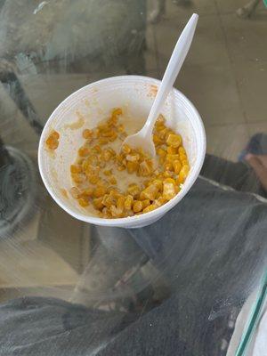 Corn in the cup halfway gone