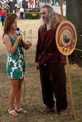 CJ was interviewed by a local television reporter while telling stories at the Connecticut Irish Festival