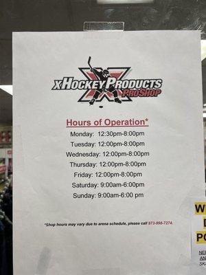 Pro shop Hours and phone.