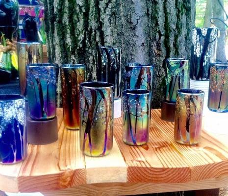 Abelman Art Glass Cylinder Vases