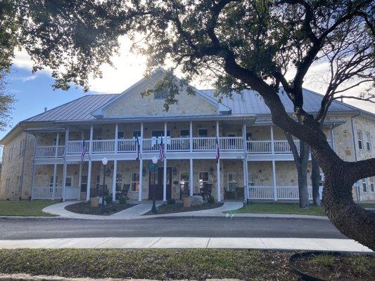 Front of hotel near sunset