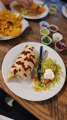 Los Portales Burrito with Valentina hot sauce.  Very good!