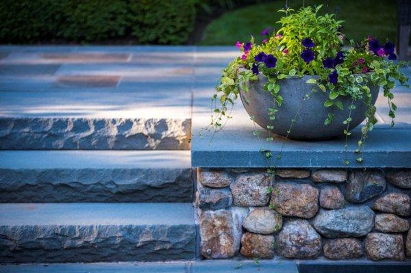 Hardscape. Steps, stone wall and patio done by Rock Shelter.