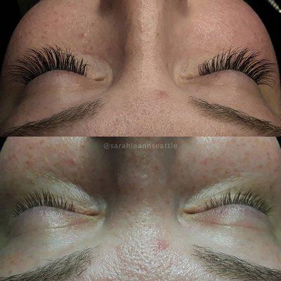 Before and After. Classic Eyelash Extensions by Sarah LeAnn Seattle