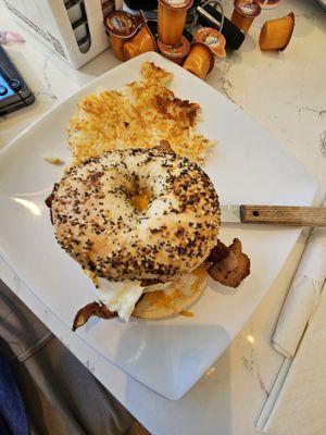 Breakfast bagel sandwich