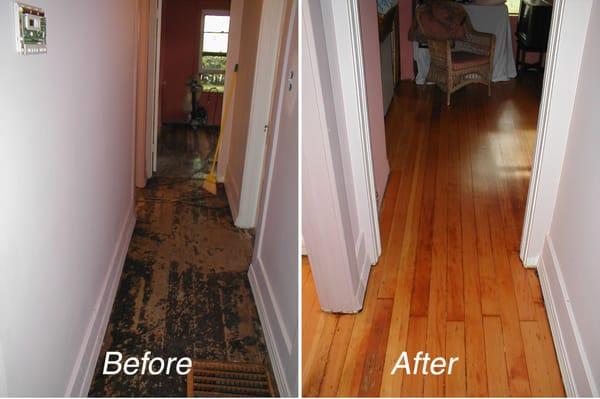 Before & After of a Clear Vertical Grain Hardwood Floor