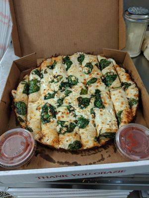 Spinach feta cheesy bread... Awesomeness