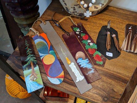 Very artistic leather scrap bookmarks