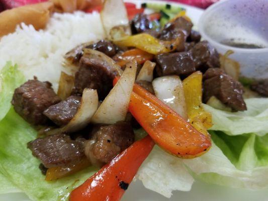 Beef Lok Lak comes with Rice and lemon Pepper dipping sauce-....delicious!!!