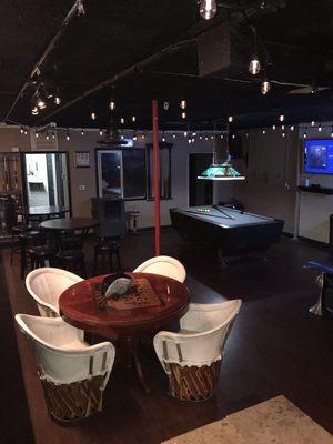 Relaxed seating, great views of pool table, or 1 of our 6 55inch LED tv's playing your favorite football game and sporting event.