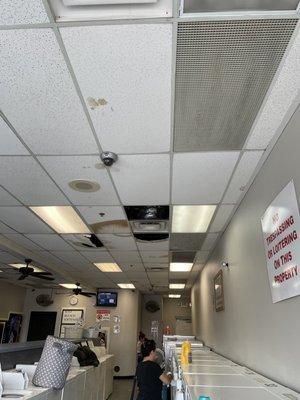 Ceiling tiles falling from the ceiling