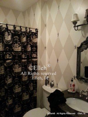 Custom Designed and Painted by Arist Elleh, Also Custom Designed and sewn shower curtain