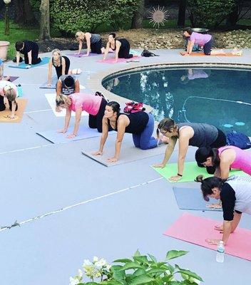 Poolside Yoga? Um...yesss! Perfect way to enjoy the summer sun and still get your yoga on!