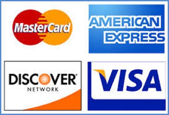 We take your major credit/debit card, cash, or personal check.