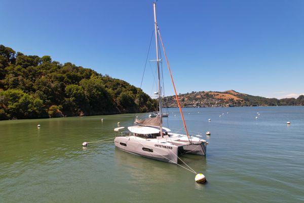 Untethered in Ayala Cove at Angel Island with views of Tiburon