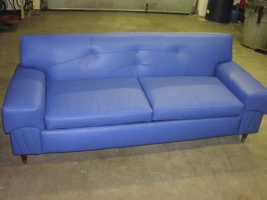 Retro Sofa in Blue Leather