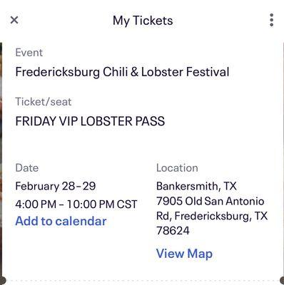 Friday VIP Lobster Pass 4:00 PM - 10:00 PM