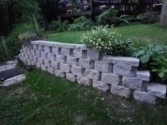 Retaining wall installed on Sheboygan River.