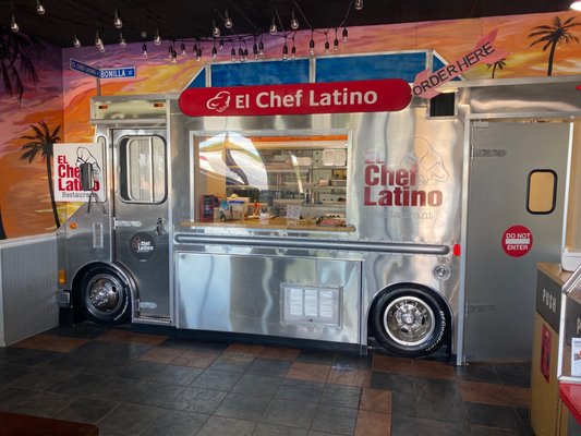 The order counter is design as their lunch truck, pretty cool