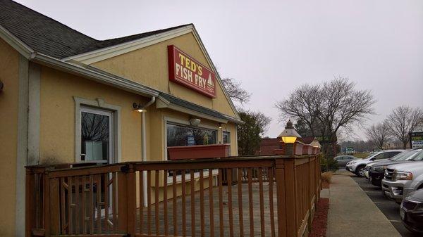 The unassuming building was packed with people for lunch.