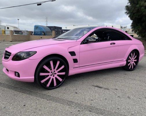 Matte Pink paint wrap , wrapped in pink bubblegum rimS