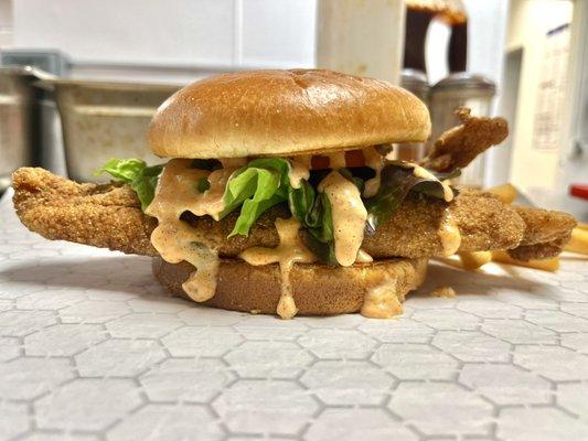 Fried catfish burger