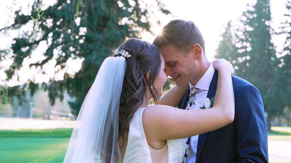 Grace and Austin spend a romantic moment together after the ceremony.