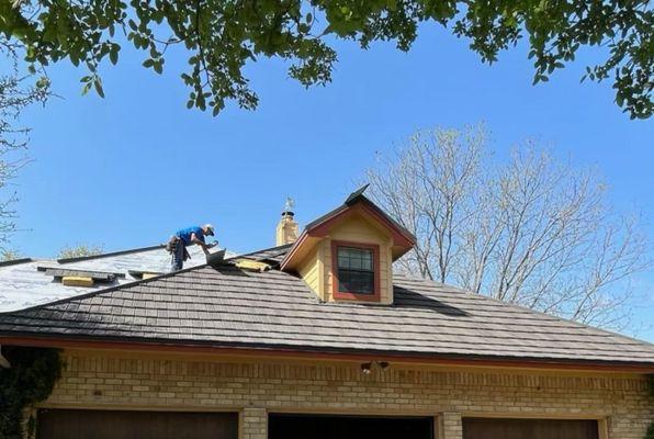 Finishing up a full roof replacement.