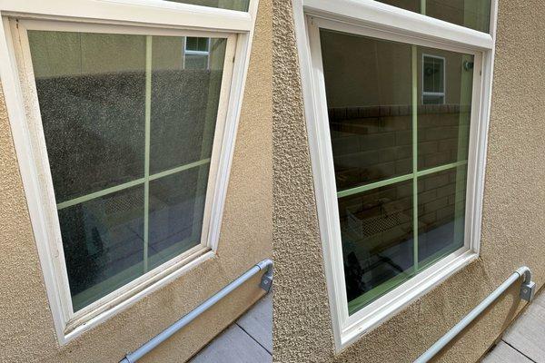 Before and after of a window clean