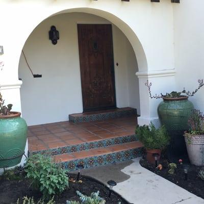 Our North Hollywood house after Rocky and Son Tiled our front and back porches with Saltillo and decorative Spanish tile.  Big improvement!