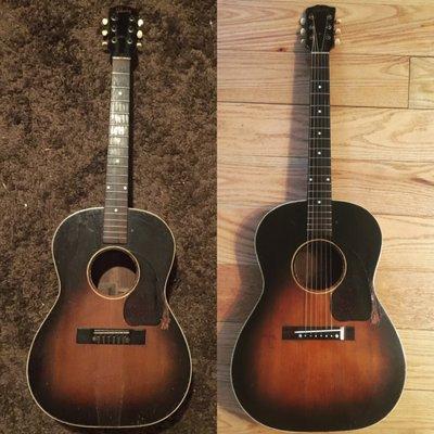 This is the Before & After on my 1948 Gibson LG-2.