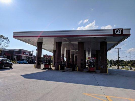 Outside. This is a new QT on I-85 in South Carolina. Exit 48A. Big and spacious with 24 pumps.