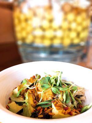 Taketa Salad w/ broccolini, avocado, fennel, sunflower tahini, sprout & seeds | $13 (comes w/ Japanese sweet potatoes that I opted out of)