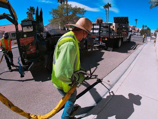 Crack Sealing Application for the City of Las Vegas project.