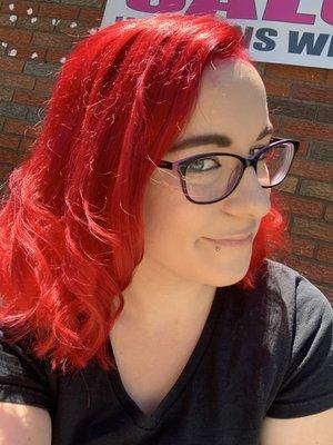 Cut and fiery red color