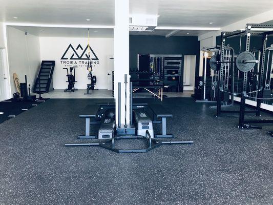 Private facility with all new training equipment in an open space.