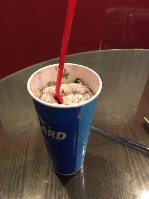 Oreo cookie blizzard brought home with lid and once removed this is what I got.