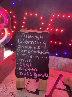 Food allergy warning