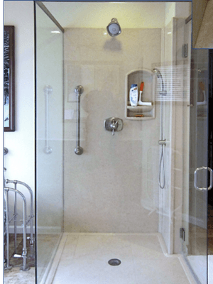 Onyx walk-in shower with frameless doors