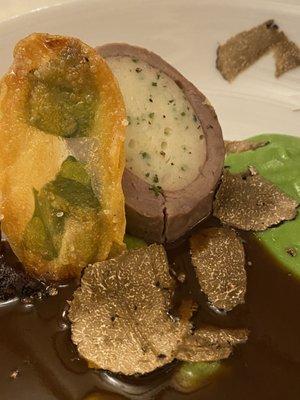 Lamb with scallop mousse