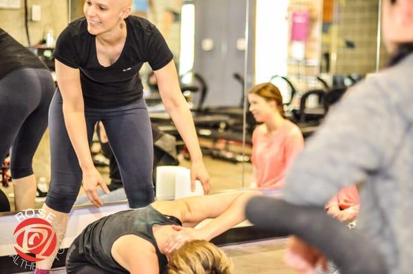 Leading a workshop to train [solidcore] instructors in treating common injuries. [learning!]