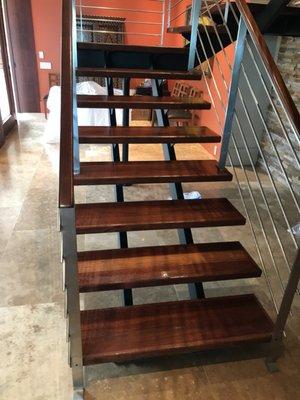 AFTER: beautiful teak staircase restored!