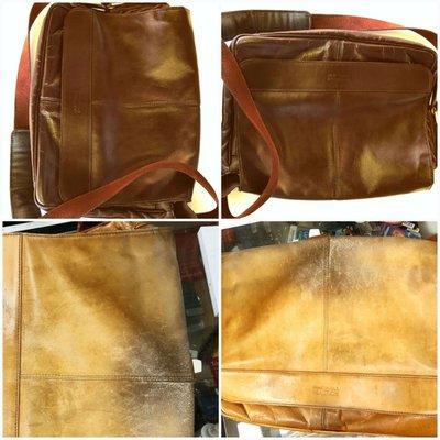 My messenger bag needed to be cleaned up, after 4 years. I decided to change the color! Incredible results!