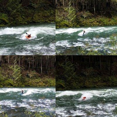 Kayaking and paddleboarding the waves on the Upper Clackamas River.