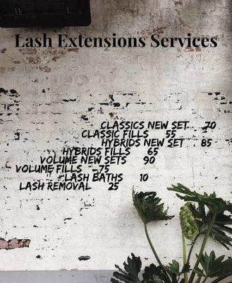 Lash extensions prices