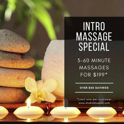 Save $40 on your first 3 massages!