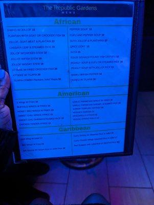 Food menu